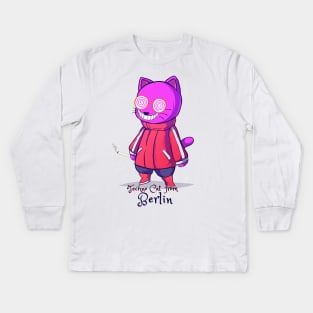 Techno Cat from Berlin - Catsondrugs.com - Techno Party Ibiza Rave Dance Underground Festival Spring Break  Berlin Good Vibes Trance Dance technofashion technomusic housemusic Kids Long Sleeve T-Shirt